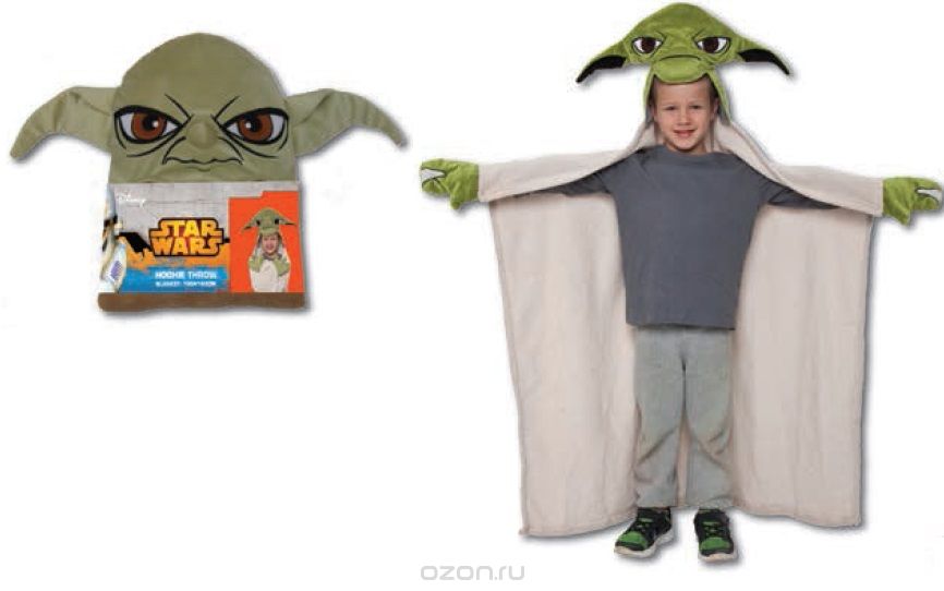15671 Плед с капюшоном StarWars (Звёздные Войны) - Yoda, размер 100х100 см