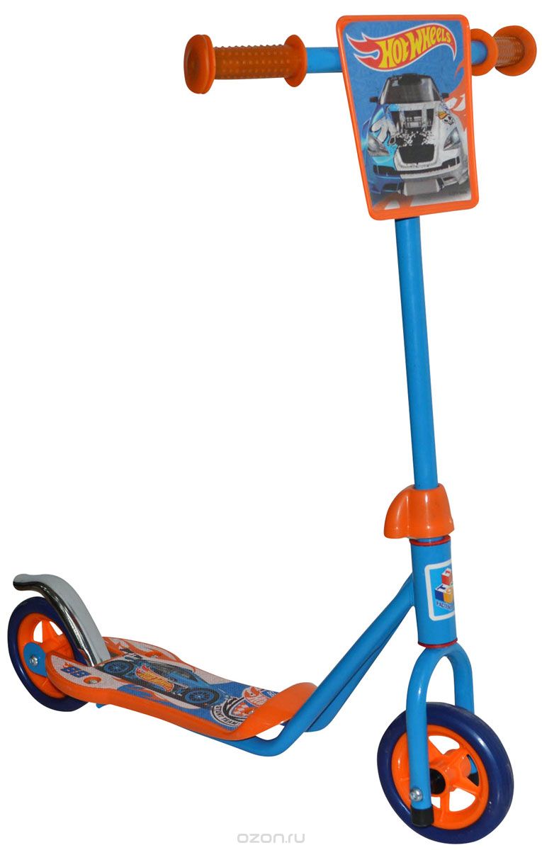 1TOY Самокат двухколесный Hot Wheels цвет оранжевый голубой