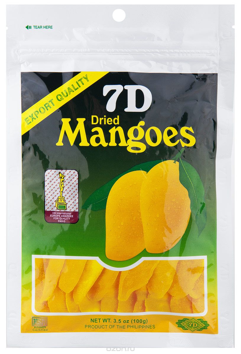 7D сушеные манго с сахаром, 100 г