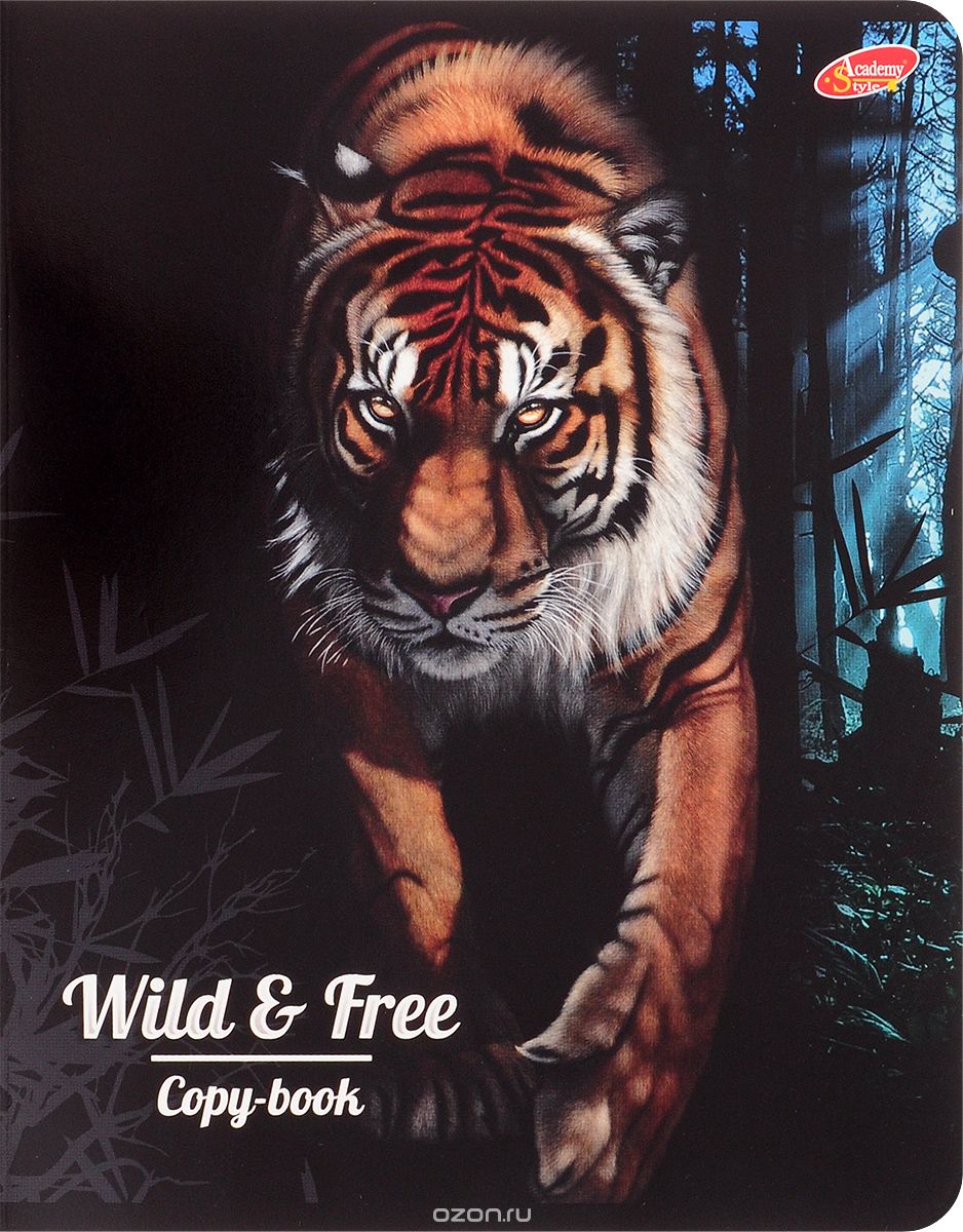 Academy Style Тетрадь Животные Wild & Free Тигр 80 листов в клетку