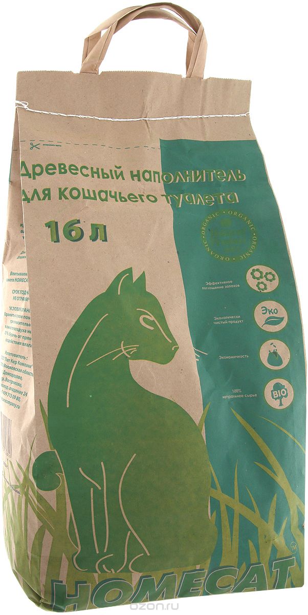 Homecat Древесный наполнитель мелкие гранулы, 16 л